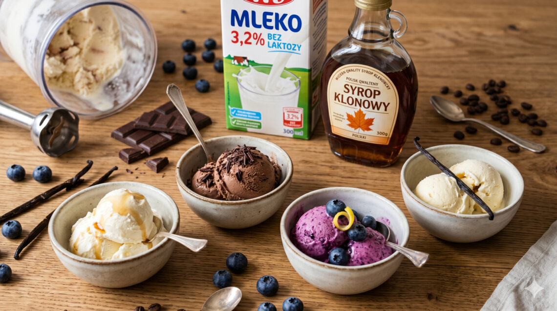 Domowe lody mleczne z syropem klonowym